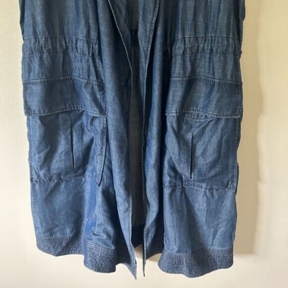 Vintage Gap Blue Sleeveless Open Front Vest Cardigan With Pockets S 100% Lyocell - Picture 3 of 10